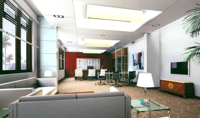 彩繪玻璃吊頂:上海辦公室裝修設計的優雅之選